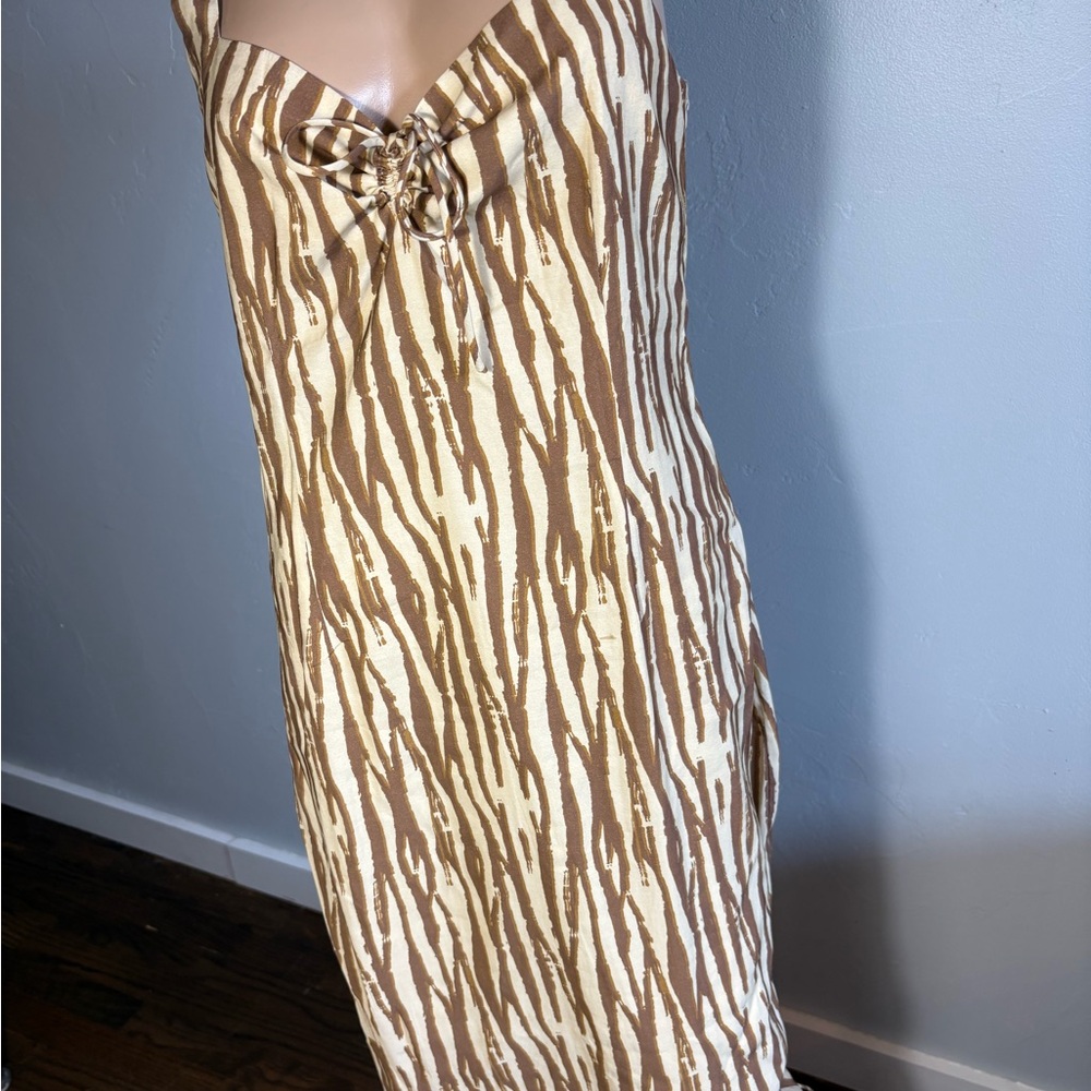 Backyard Roses Ryder Midi Dress in Zebra Print Sz Medium Sleeveless Boho